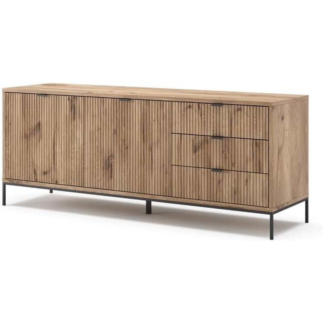 Le charme du rangement avec ce buffet aux lignes contemporaines, coloris chene, reference RW3213938