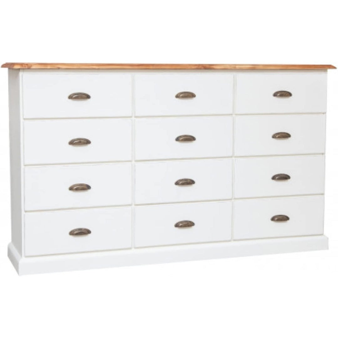 Pour un interieur harmonieux, buffet avec tiroirs, avec portes en finition blanc et bois naturel, reference P