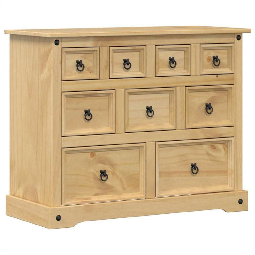 Une touche de caractere, buffet avec tiroirs, aux accents metalliques dans un ton naturel et bois naturel, re