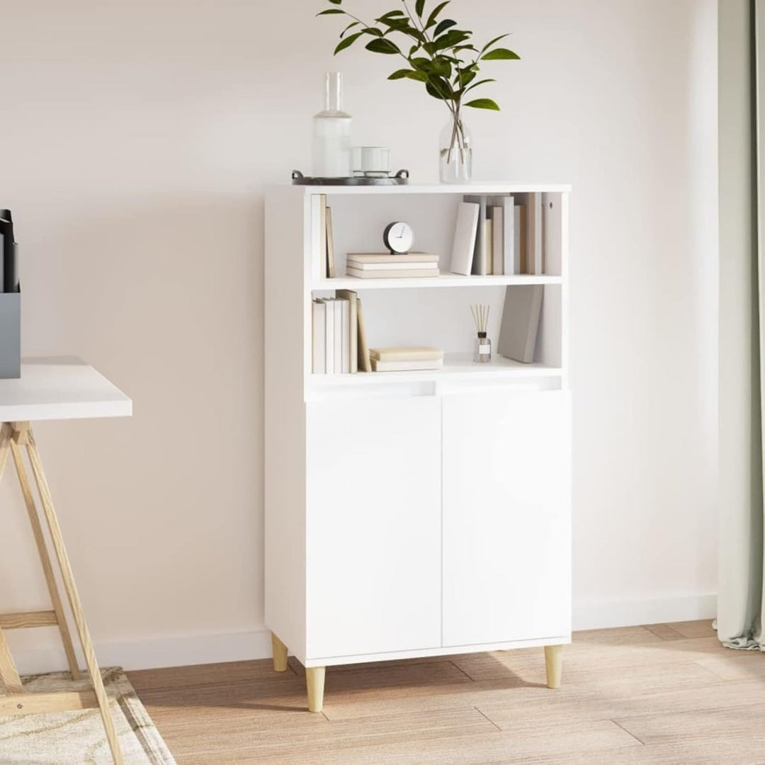 Pour un interieur harmonieux, buffet avec portes, a l'aspect bois en finition blanc et naturel, reference HA0