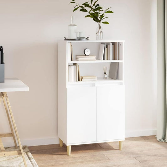 Pour un interieur harmonieux, buffet avec portes, a l'aspect bois en finition blanc et naturel, reference HA0