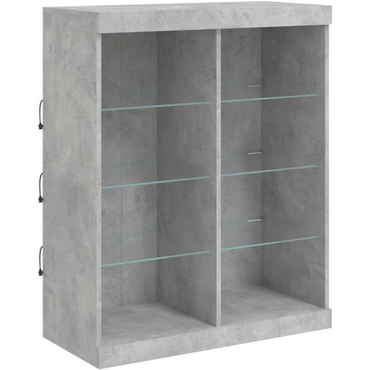Une silhouette equilibree pour ce buffet avec portes, a l'aspect bois, teinte gris et bois naturel, reference
