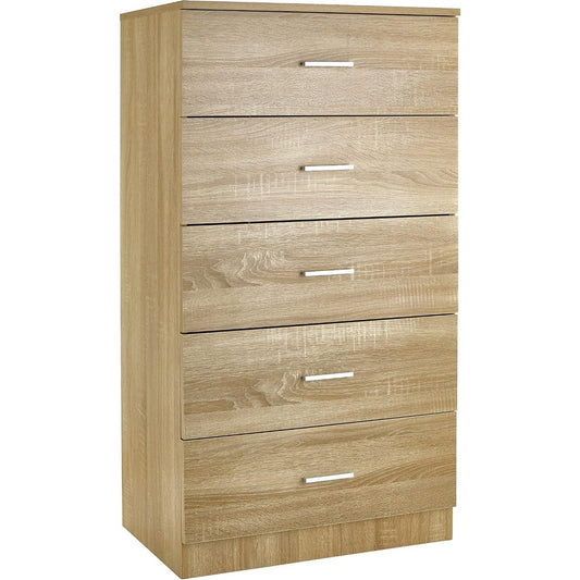 Une silhouette equilibree pour ce commode avec tiroirs, a l'aspect bois, teinte bois naturel, reference NV435