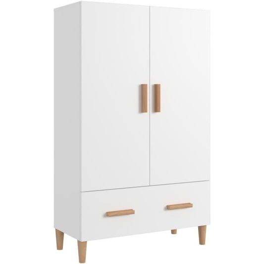Le charme du rangement avec ce buffet avec tiroirs, avec portes, coloris blanc et bois naturel, reference YJ6
