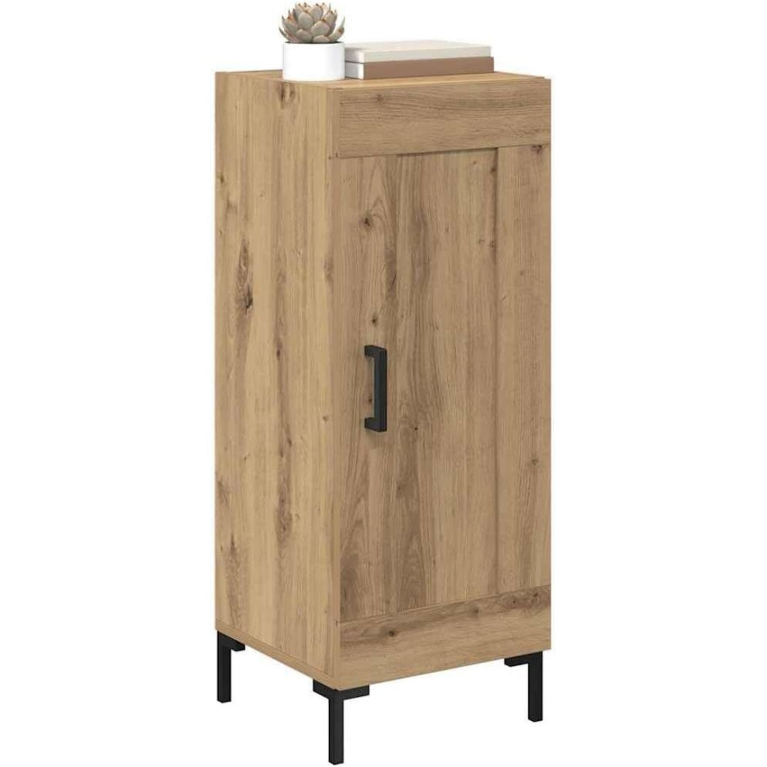 Un espace mieux organise grace a ce buffet avec portes, avec etageres, finition noir et chene, reference BG66