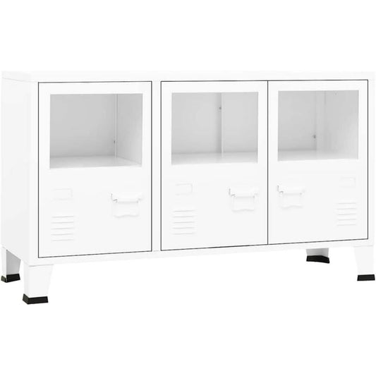 Une touche de caractere, buffet avec portes, aux accents metalliques dans un ton blanc, reference AC9591577