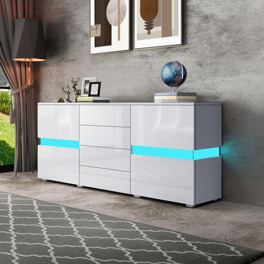 Le charme du rangement avec ce buffet avec tiroirs, avec portes, coloris blanc et noir, reference VL6425440