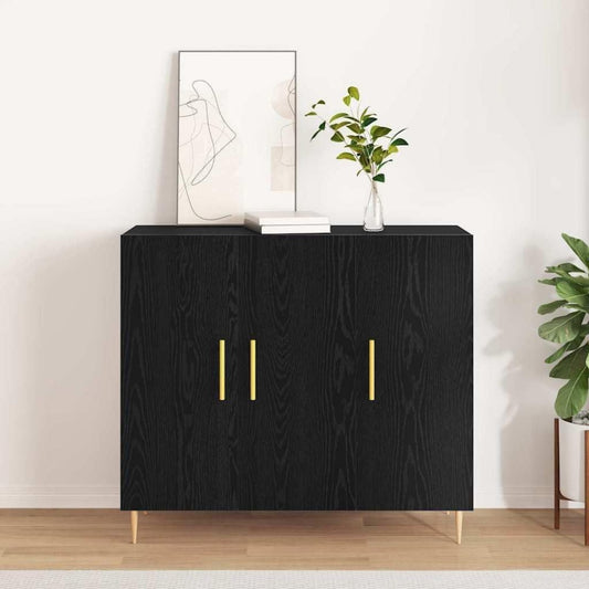Une touche de caractere, buffet avec portes, a l'aspect bois dans un ton noir et chene, reference IE5067639