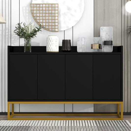 Une touche de caractere, buffet avec portes, avec etageres dans un ton blanc et noir, reference RH0493598