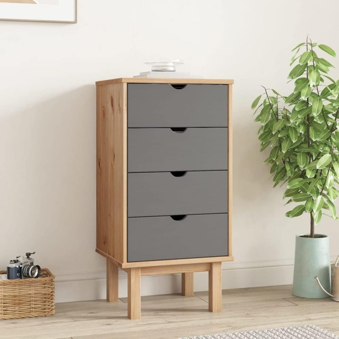 Le charme du rangement avec ce buffet avec tiroirs, a l'aspect bois, coloris gris et marron, reference NM3021