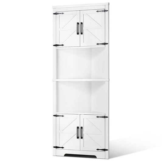 Une silhouette equilibree pour ce bibliotheque avec portes, avec etageres, teinte blanc et bois naturel, refe