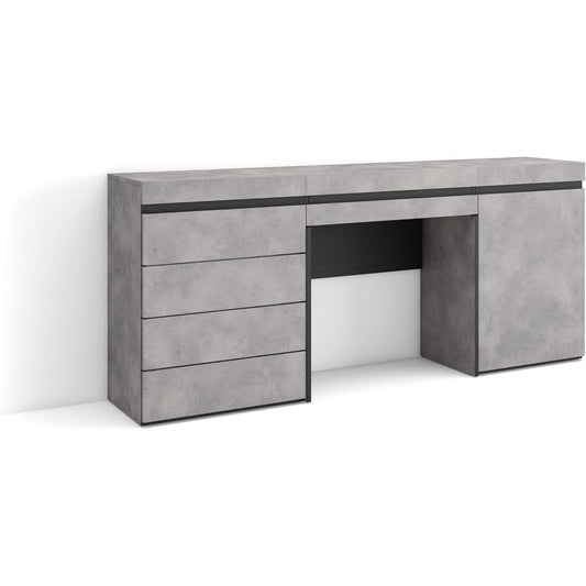 Une silhouette equilibree pour ce buffet avec tiroirs, avec portes, teinte noir et bois naturel, reference YJ