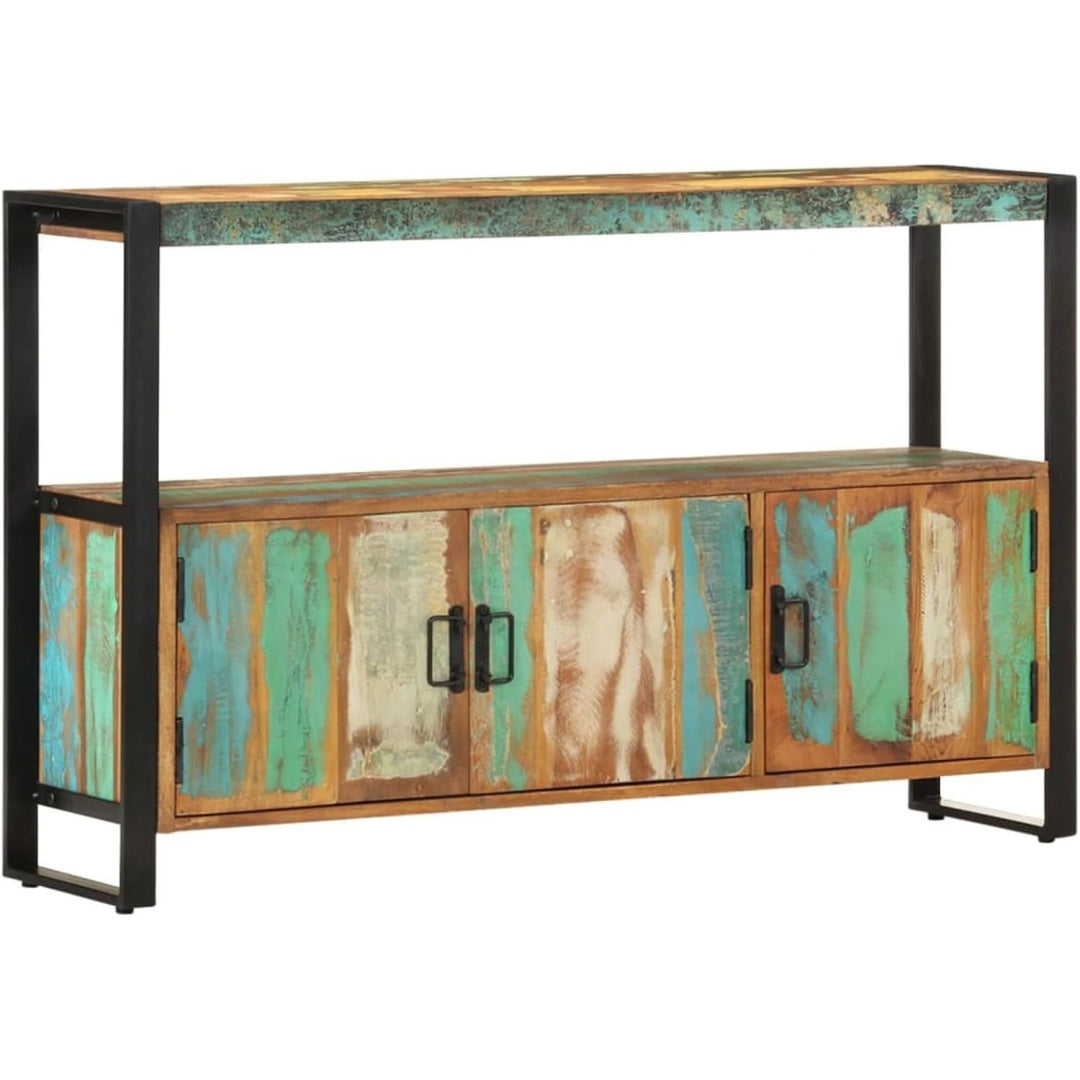 Le charme du rangement avec ce buffet a l'aspect bois, au style industriel, coloris chene et bois naturel, re