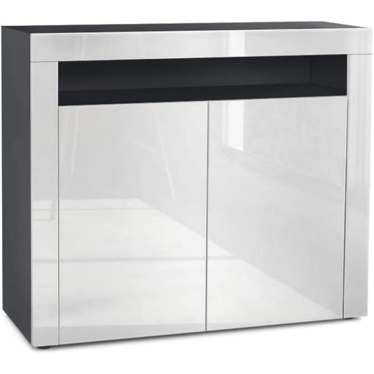 Une touche de caractere, buffet avec tiroirs, avec portes dans un ton blanc et noir, reference VH5176467