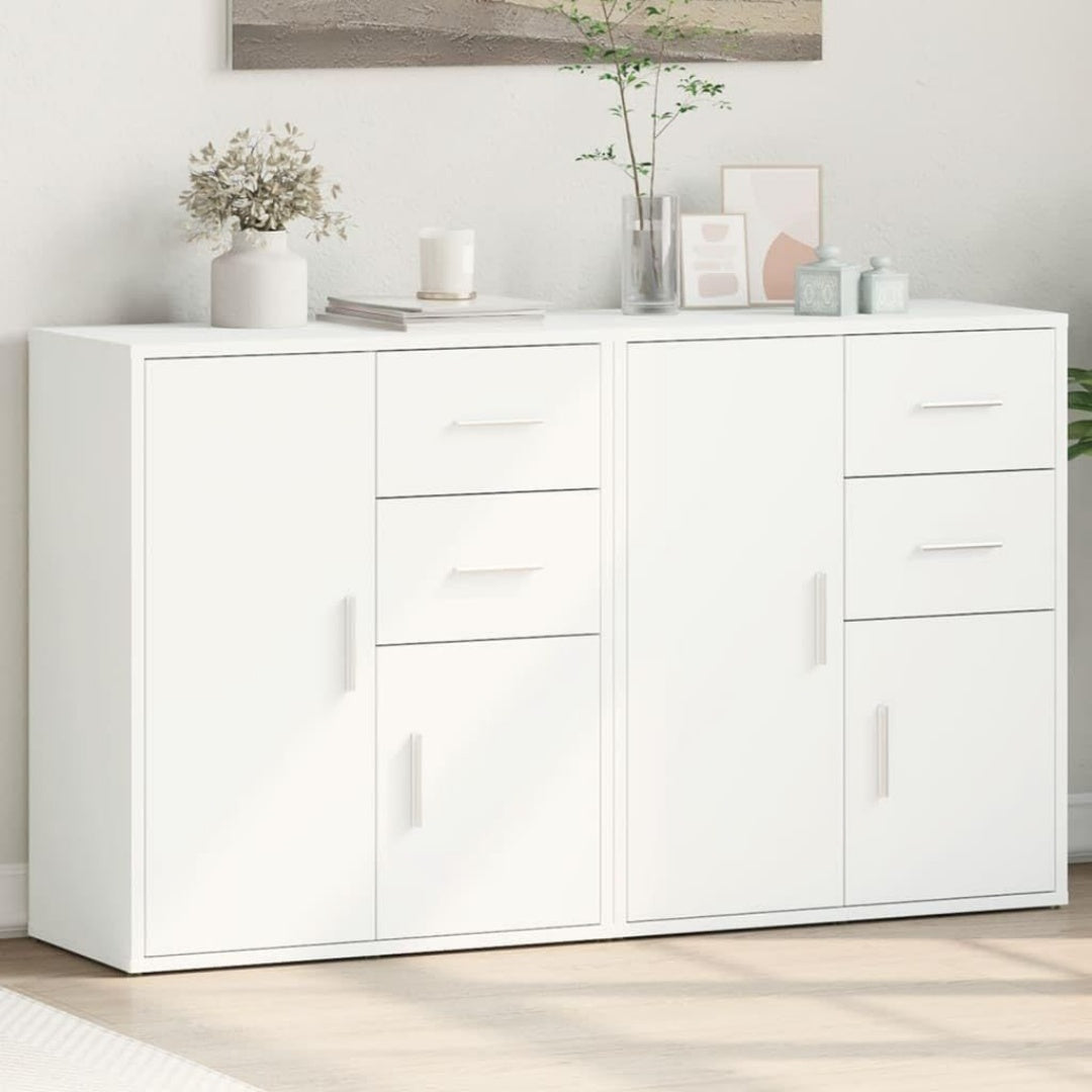Une touche de caractere, buffet avec portes, a l'aspect bois dans un ton blanc et bois naturel, reference MS6