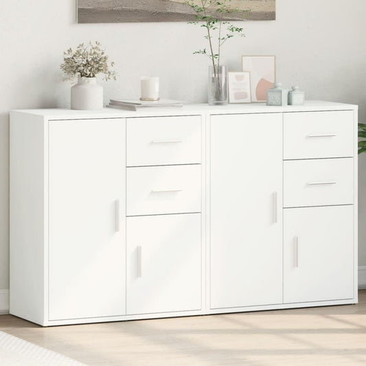 Une touche de caractere, buffet avec portes, a l'aspect bois dans un ton blanc et bois naturel, reference MS6