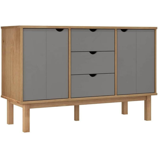 Une touche de caractere, buffet avec tiroirs, avec portes dans un ton gris et marron, reference NY5721781
