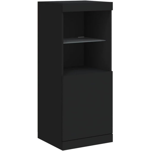 Pour un interieur harmonieux, buffet avec portes, a l'aspect bois en finition noir et bois naturel, reference