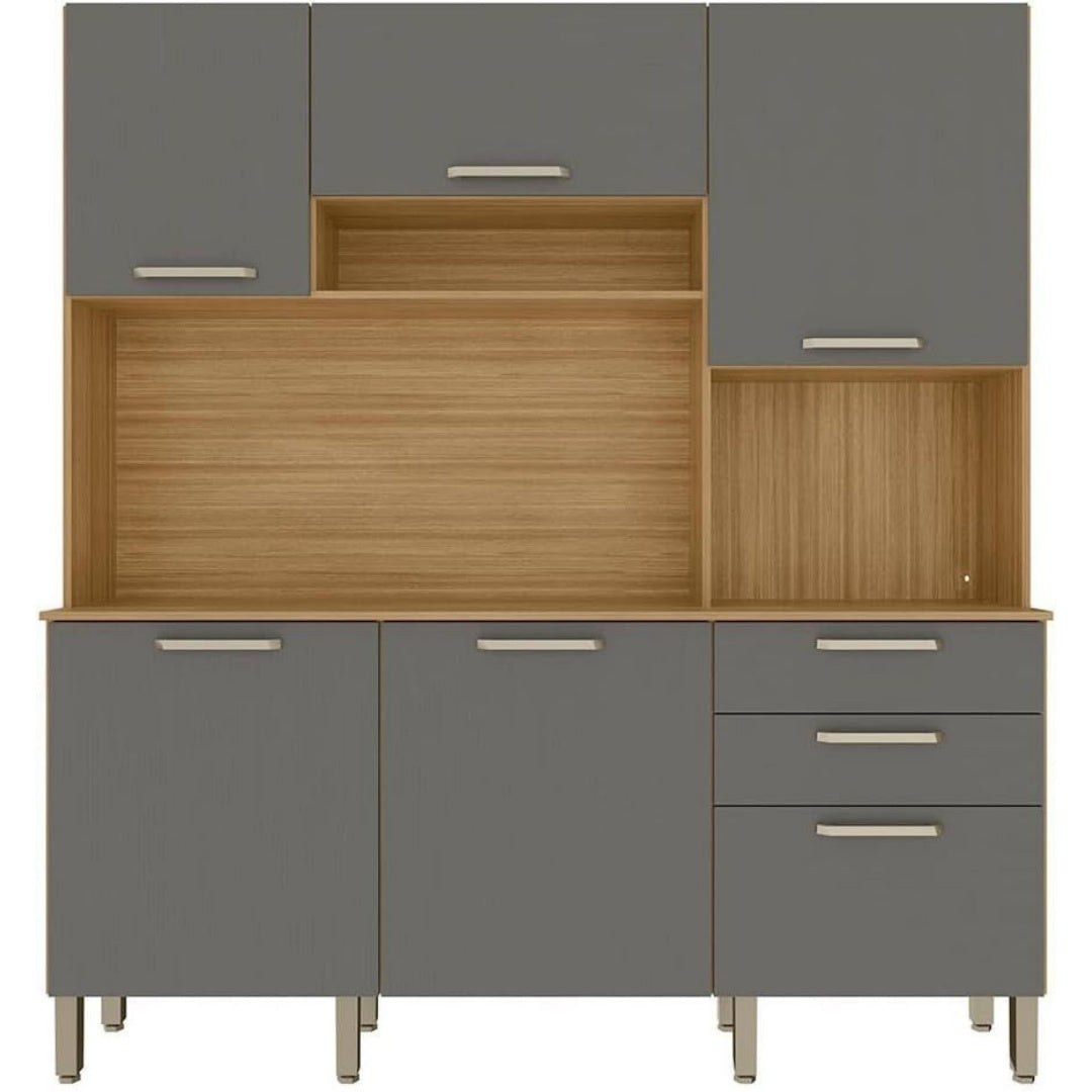 Une silhouette equilibree pour ce buffet avec tiroirs, avec portes, teinte gris et chene, reference CY4265886