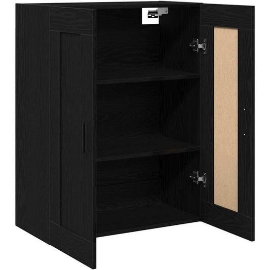Le charme du rangement avec ce bibliotheque avec portes, avec etageres, coloris noir et chene, reference KW70