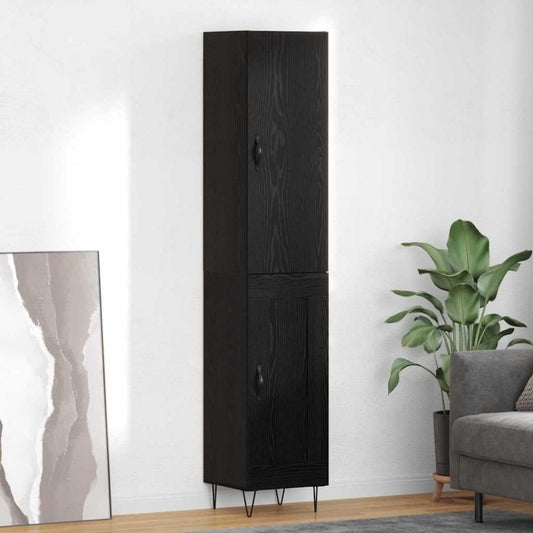 Pour un interieur harmonieux, buffet avec portes, avec etageres en finition noir et chene, reference DW941575