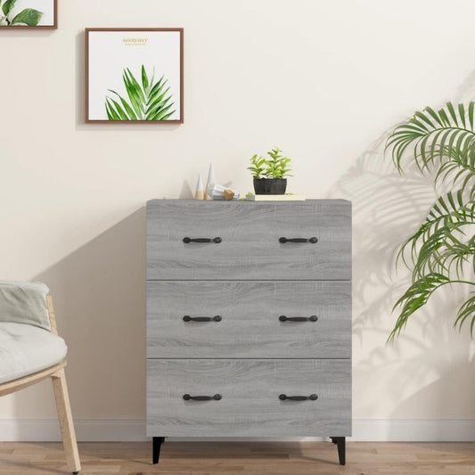 Pour un interieur harmonieux, buffet avec tiroirs, avec portes en finition gris et bois naturel, reference JO