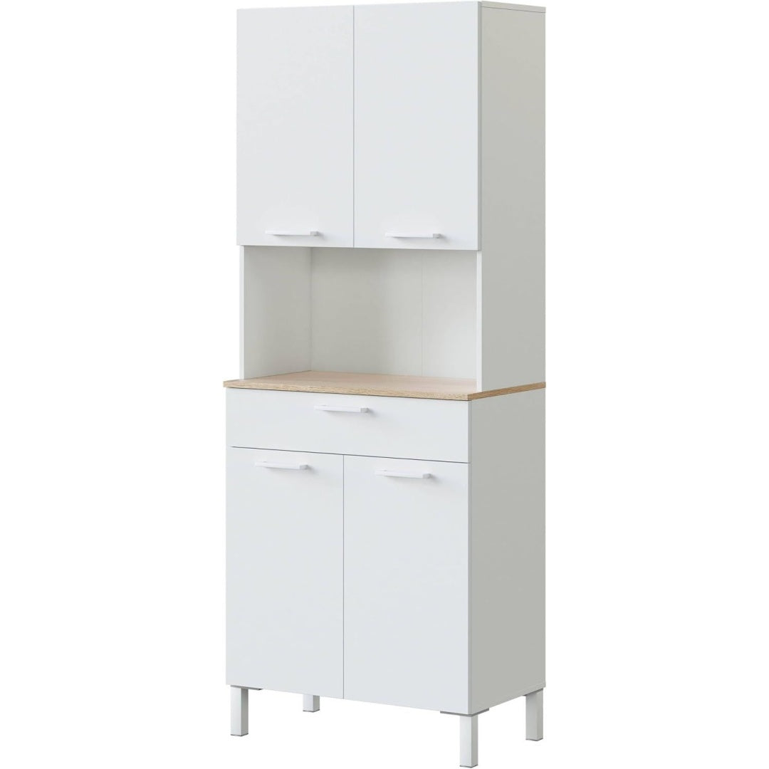 Pour un interieur harmonieux, commode avec tiroirs, avec portes en finition blanc et chene, reference CC36891