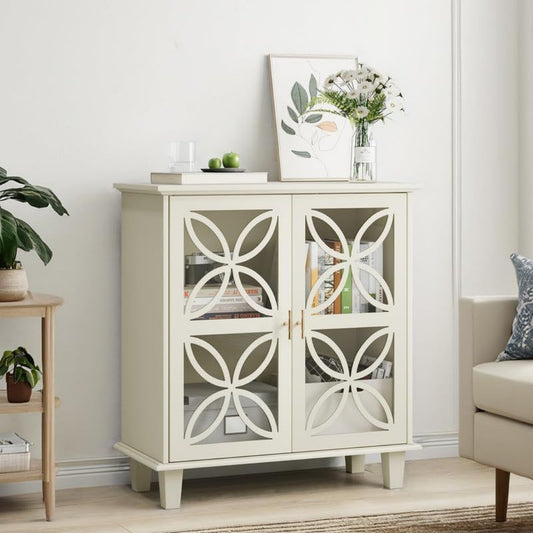 Un espace mieux organise grace a ce buffet avec portes, avec etageres, finition bois naturel, reference GI765