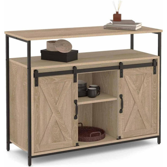 Le charme du rangement avec ce buffet avec portes, avec etageres, coloris bois naturel, reference JH5073117