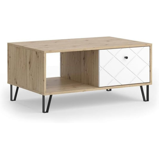 Le charme du rangement avec ce commode avec tiroirs, avec etageres, coloris chene et vert, reference YF159330