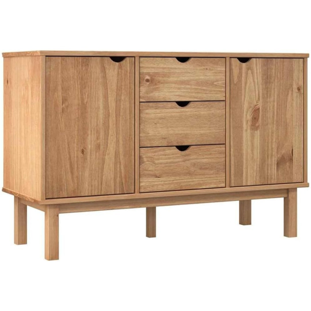 Le charme du rangement avec ce buffet avec tiroirs, avec portes, coloris naturel et bois naturel, reference B