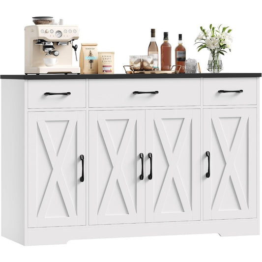 Le charme du rangement avec ce buffet avec tiroirs, avec portes, coloris blanc et noir, reference ST7343678