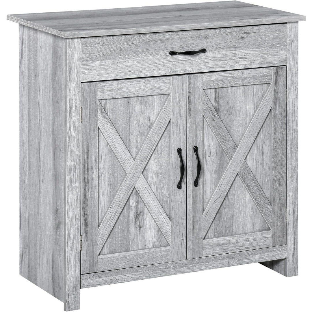 Le charme du rangement avec ce buffet avec tiroirs, avec portes, coloris noir et gris, reference HY6836194