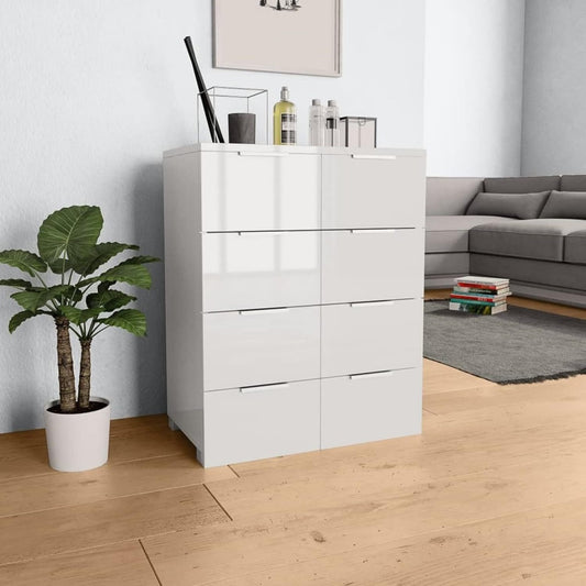 Une silhouette equilibree pour ce buffet avec tiroirs, aux lignes contemporaines, teinte blanc, reference LX0