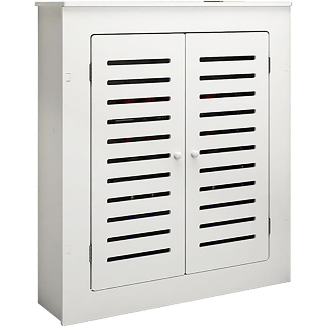 Une touche de caractere, table avec portes, a l'aspect bois dans un ton blanc et bois naturel, reference AA90