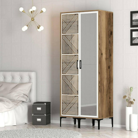Un espace mieux organise grace a ce armoire avec portes, aux lignes contemporaines, finition blanc, reference