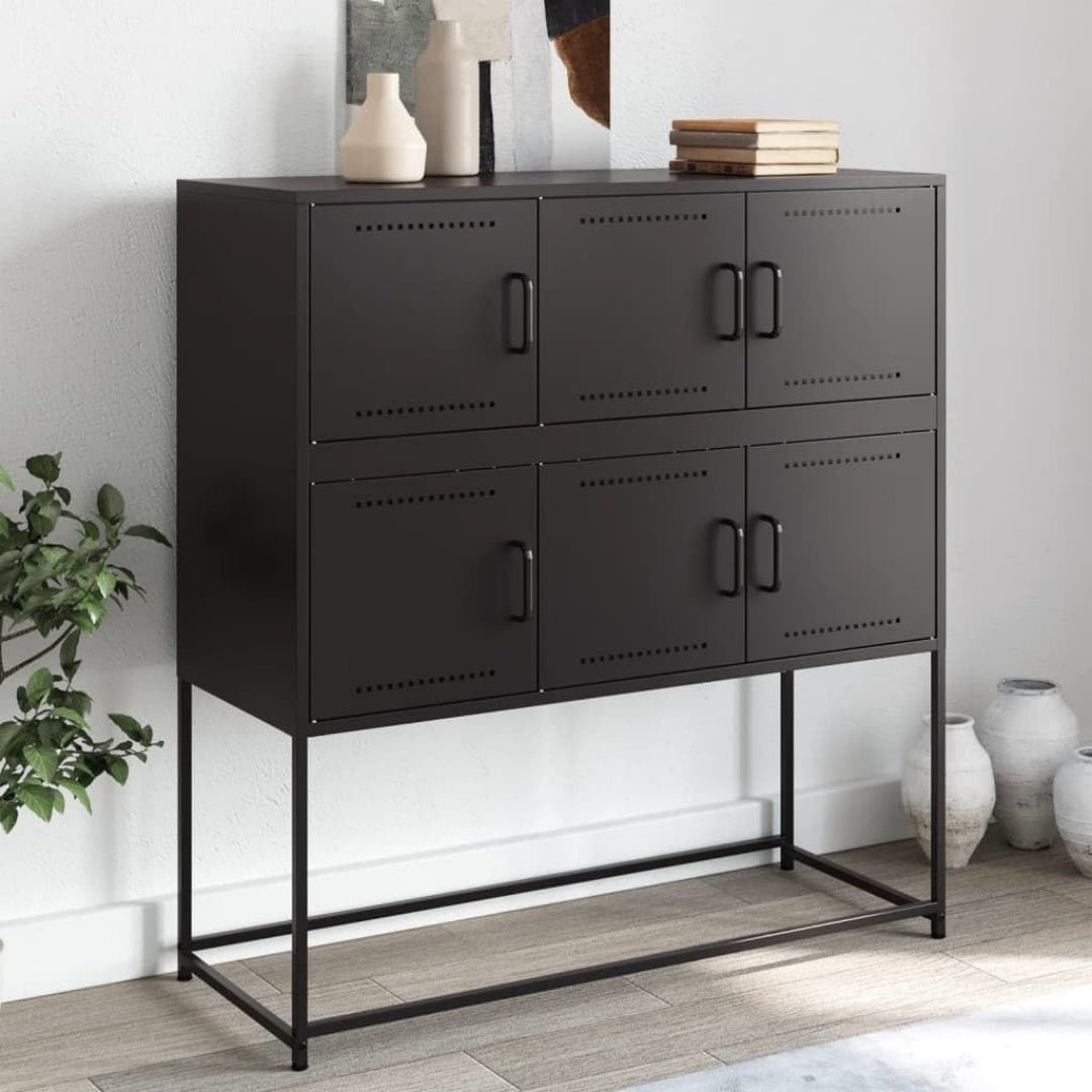 Un espace mieux organise grace a ce buffet avec portes, finition noir, reference UN6824127