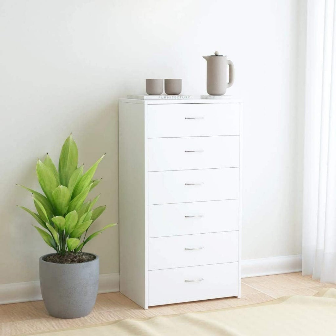 Un espace mieux organise grace a ce buffet avec tiroirs, finition blanc, reference EG1076058