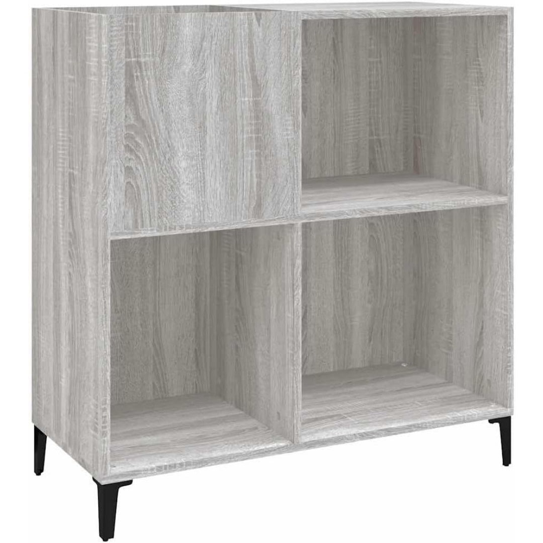 Une silhouette equilibree pour ce buffet a l'aspect bois, au style industriel, teinte gris et bois naturel, r
