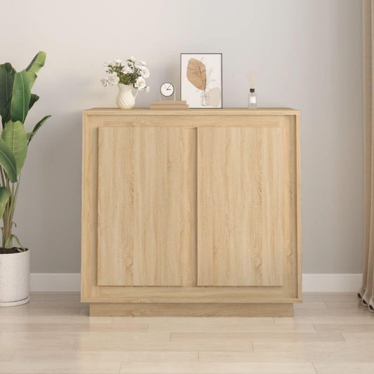 Le charme du rangement avec ce buffet a l'aspect bois, coloris chene et bois naturel, reference WI0783067